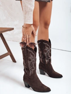 Dámske semišové kovbojské čižmy hnedé FashionStreet ZY1161