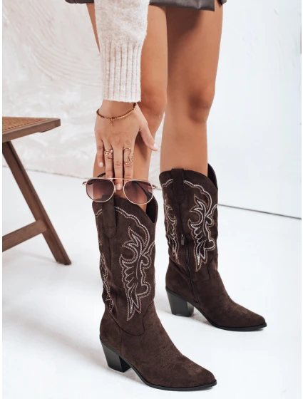 Dámske semišové kovbojské čižmy hnedé FashionStreet ZY1161 Dámske semišové kovbojské čižmy hnedé FashionStreet ZY1161