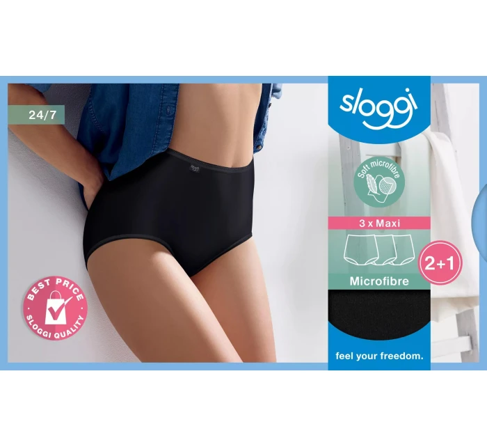 sloggi 24/7 Microfibre Maxi C3P - BLACK - SLOGGI BLACK - SLOGGI