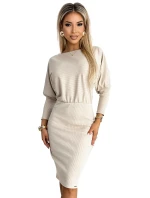 399-3 LARA Pruhované šaty s rebrovanými manžetami - BEACH