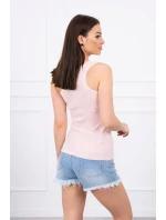 Rebrovaná blúzka s blúzou púdrovo ružová