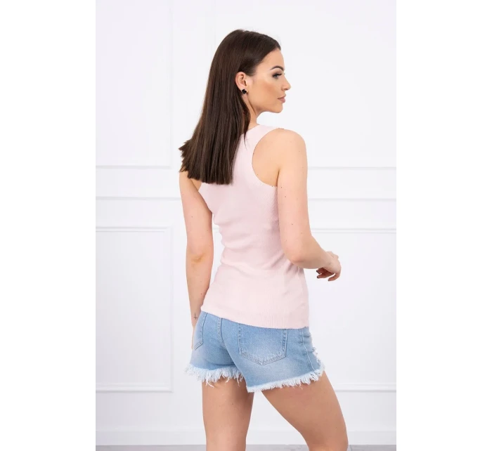 Rebrovaná blúzka s blúzou púdrovo ružová