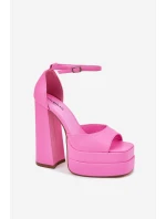 Sandały Damskie Na Słupku I Platformie Różowe Beloria