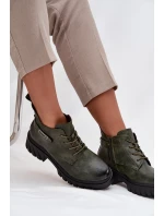 Niskie Ocieplane Botki Damskie Na Klocku Z Ozdobnym Paskiem Ciemnozielone Therisse Niskie Ocieplane Botki Damskie Na Klocku Z Ozdobnym Paskiem Ciemnozielone Therisse