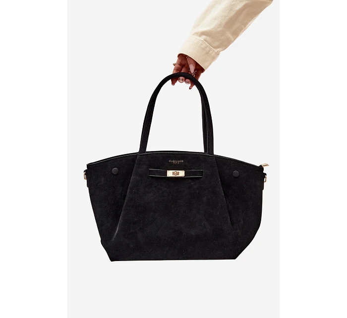 Shopper kabelka z imitace semiše Černá Nellia