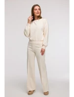 B293 Mikina s kapucňou s otvoreným chrbtom - vanilka