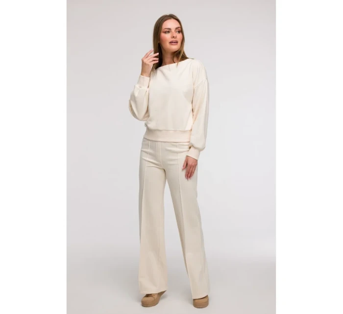 B293 Mikina s kapucňou s otvoreným chrbtom - vanilka