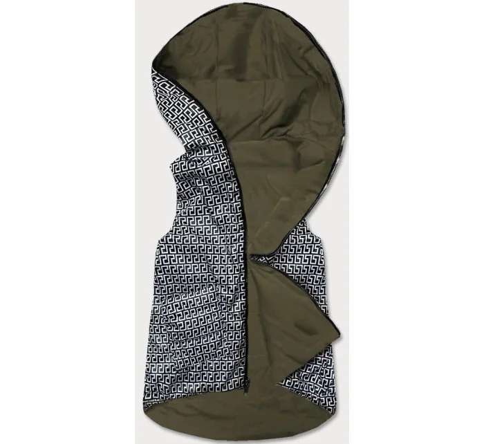 Obojstranná dámska vesta v khaki farbe (R8006)