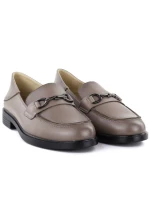 Dámské kožené polobotky mokasíny béžové model 22015081 - VINCEZA Dámské kožené polobotky mokasíny béžové model 22015081 - VINCEZA