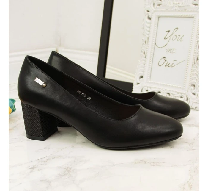 Černé lodičky W s ozdobným model 20709526 - SERGIO LEONE Černé lodičky W s ozdobným model 20709526 - SERGIO LEONE