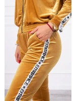 Velúrová súprava s ozdobnými stuhami horčicová Velúrová súprava s ozdobnými stuhami horčicová