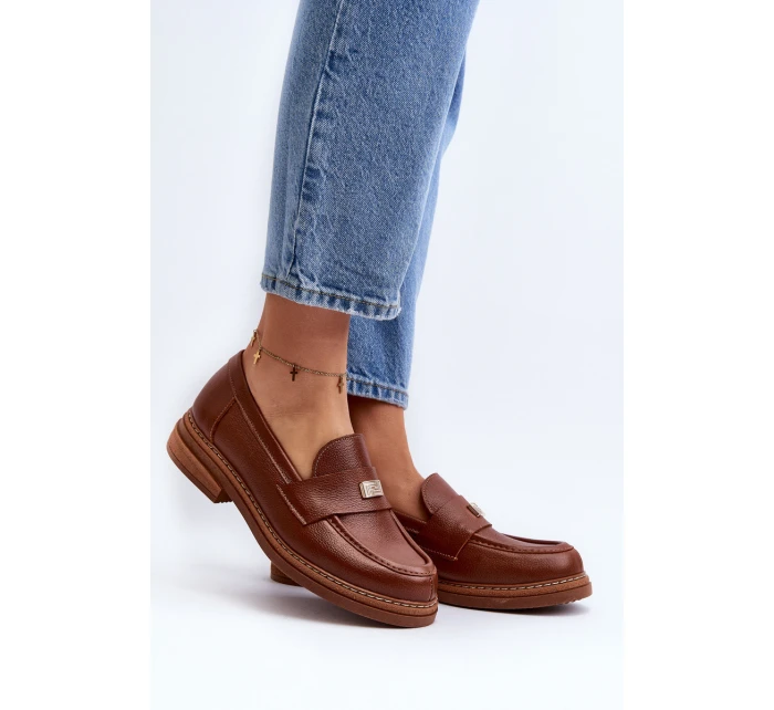 Zazoo 20165 Skórzane Mokasyny Damskie Brązowe