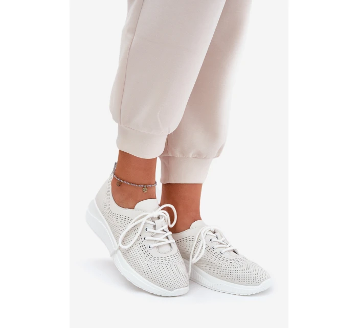 Dámské Kožené Sportovní Boty model 21691334 Bílé - VINCEZA