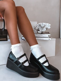 Dámské polobotky na platformě s pásky Černé Jesivelle