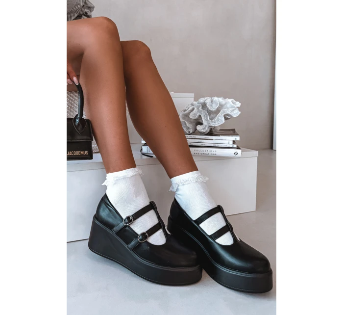 Dámské polobotky na platformě s pásky Černé Jesivelle