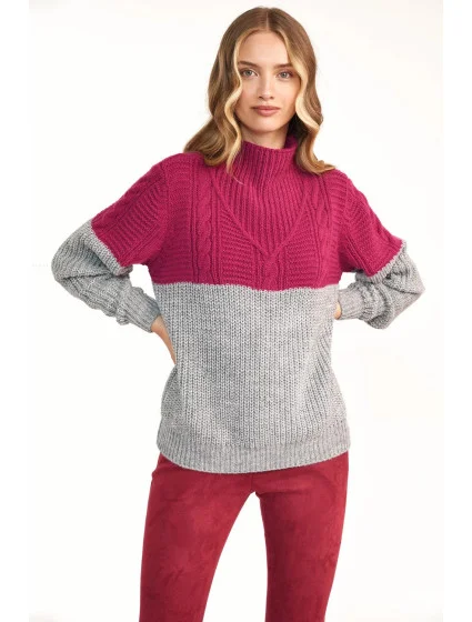 Dámský svetr model 20658389 Fuchsie šedá - Nife