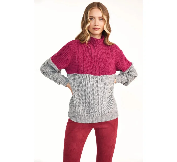 Dámský svetr model 20658389 Fuchsie šedá - Nife