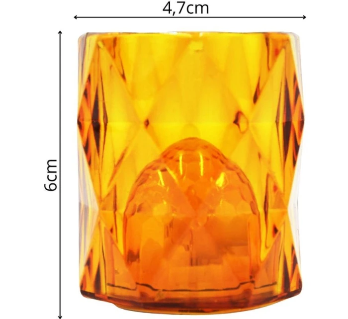 MINI DEKORATÍVNA LAMPA 6 CM JANTÁROVÁ TEPLÁ BIELA 1 LED