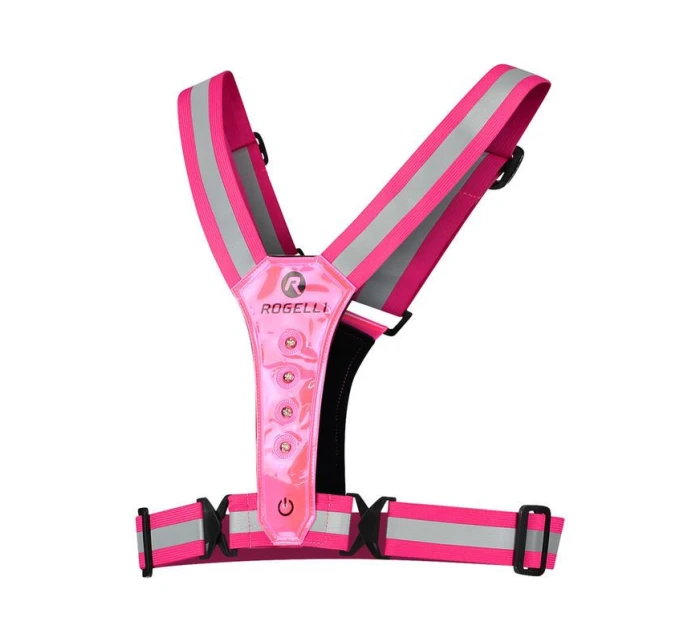Rogelli LED reflexná vesta ružová