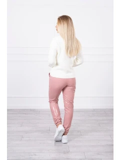 Dvojvrstvové velúrové nohavice tmavo ružové