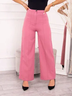 Široké kalhoty tmavě růžové