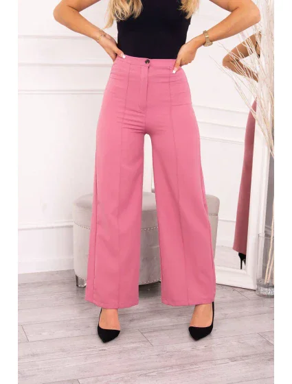 Široké kalhoty tmavě růžové