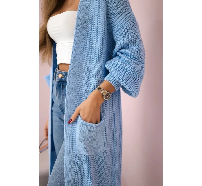Svetr dlouhý kardigan modrý