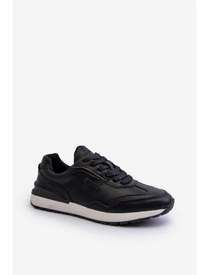 Pánské kožené tenisky BIG STAR model 21651573 Černé - Big Star Shoes Pánské kožené tenisky BIG STAR model 21651573 Černé - Big Star Shoes