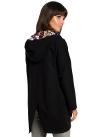 B091 Mikina s kapucňou Oversized na zips - čierna