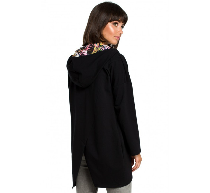 B091 Mikina s kapucňou Oversized na zips - čierna