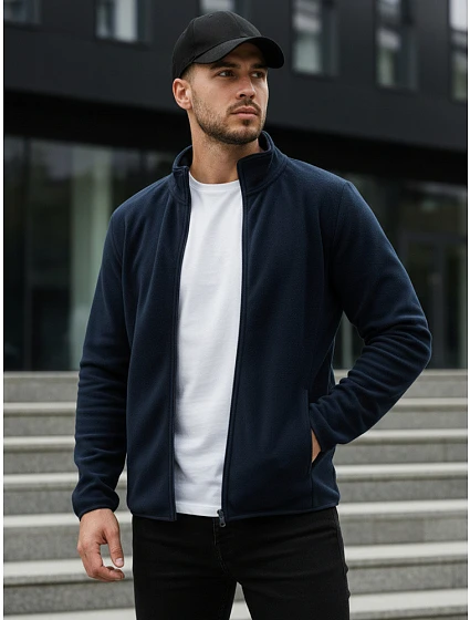 Pánska mikina na zips s kapucňou tmavomodrá FashionStreet BX4775 Pánska mikina na zips s kapucňou tmavomodrá FashionStreet BX4775