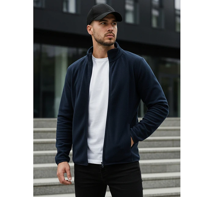 Pánska mikina na zips s kapucňou tmavomodrá FashionStreet BX4775 Pánska mikina na zips s kapucňou tmavomodrá FashionStreet BX4775