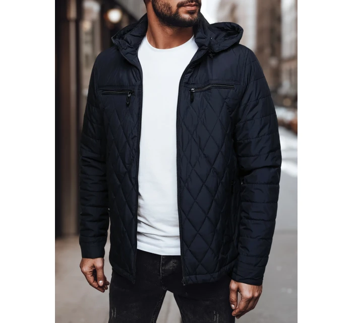 Pánská prošívaná bunda s kapucí tmavě modrá Dstreet model 21982972 - FashionStreet
