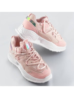 Ružové dámske sneakersy s dvojitými šnúrkami (7001)