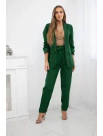 Elegantný set saka a nohavíc v zelenej farbe