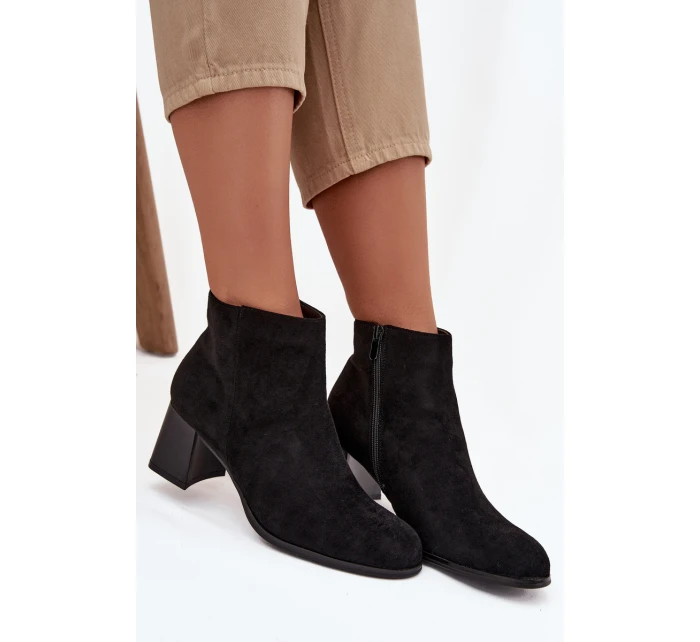 Dámské kotníkové boty na podpatku Eko semiš Černé Marilou Dámské kotníkové boty na podpatku Eko semiš Černé Marilou