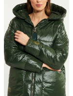 Monnari Kabáty Perový prešívaný kabát s kapucňou Bottle Green