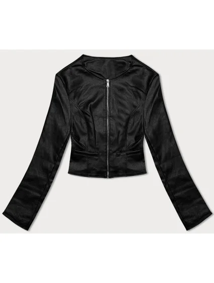 Krátká černá bunda z ekologické kůže model 19012741 - J.STYLE Krátká černá bunda z ekologické kůže model 19012741 - J.STYLE