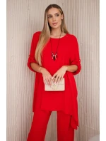 Súprava blúzka + nohavice s príveskom červená