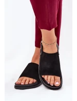 Sandały Damskie Z Eko Zamszu Na Platformie Czarne Migola