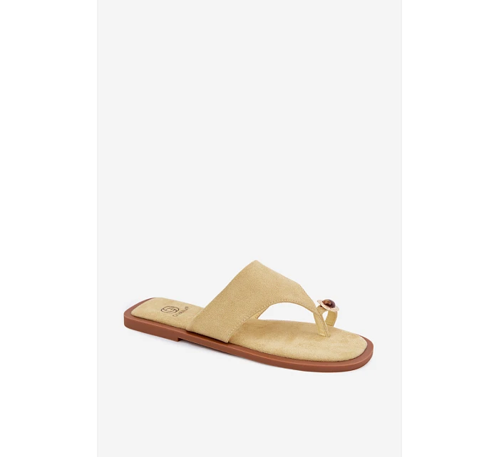 Dámské ploché žabky s ozdobným detailem Žluté model 22111265 - Boto