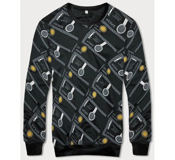 Čierna pánska mikina s potlačou (8B1110-3)