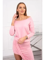 Asymetrické šaty, 3/4 rukávy, pudrově růžové Asymetrické šaty, 3/4 rukávy, pudrově růžové
