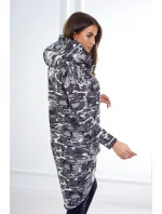 Mikina s dlhým chrbtom moro grey+black