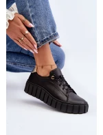 Dámská kožená polobotka na tlusté  černá model 21646240 - Zazoo