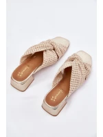 Klapki Damskie Na Klocku Maciejka 06955-25 Beżowo-Złote