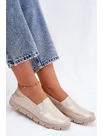 Dámské polobotky nazouvací kožené zlaté model 22122600 - Maciejka