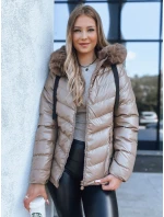Dámska prešívaná zimná bunda s kapucňou MIRIAL tmavo béžová FashionStreet TY3771 Dámska prešívaná zimná bunda s kapucňou MIRIAL tmavo béžová FashionStreet TY3771