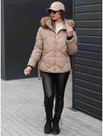Dámská zimní bunda prošívaná s kapucí béžová Dstreet model 21981019 - FashionStreet