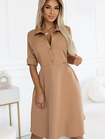 286-8 SANDY Košeľové šaty s opaskom - MOCHA MOUSSE